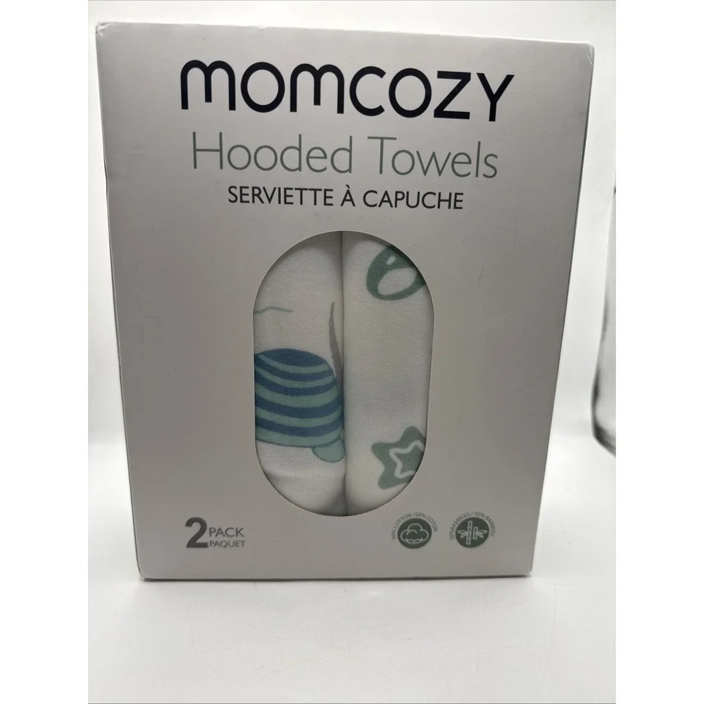 MomCozy Hooded Towels 2 Pack‎ Marine Turtle Magic Cotton/bamboo 35x35